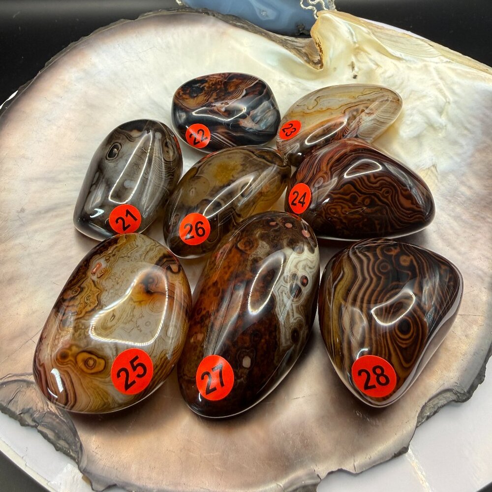 Sardonyx Palm Stone Natural Banded Agate Crystal Polished Worry Stone